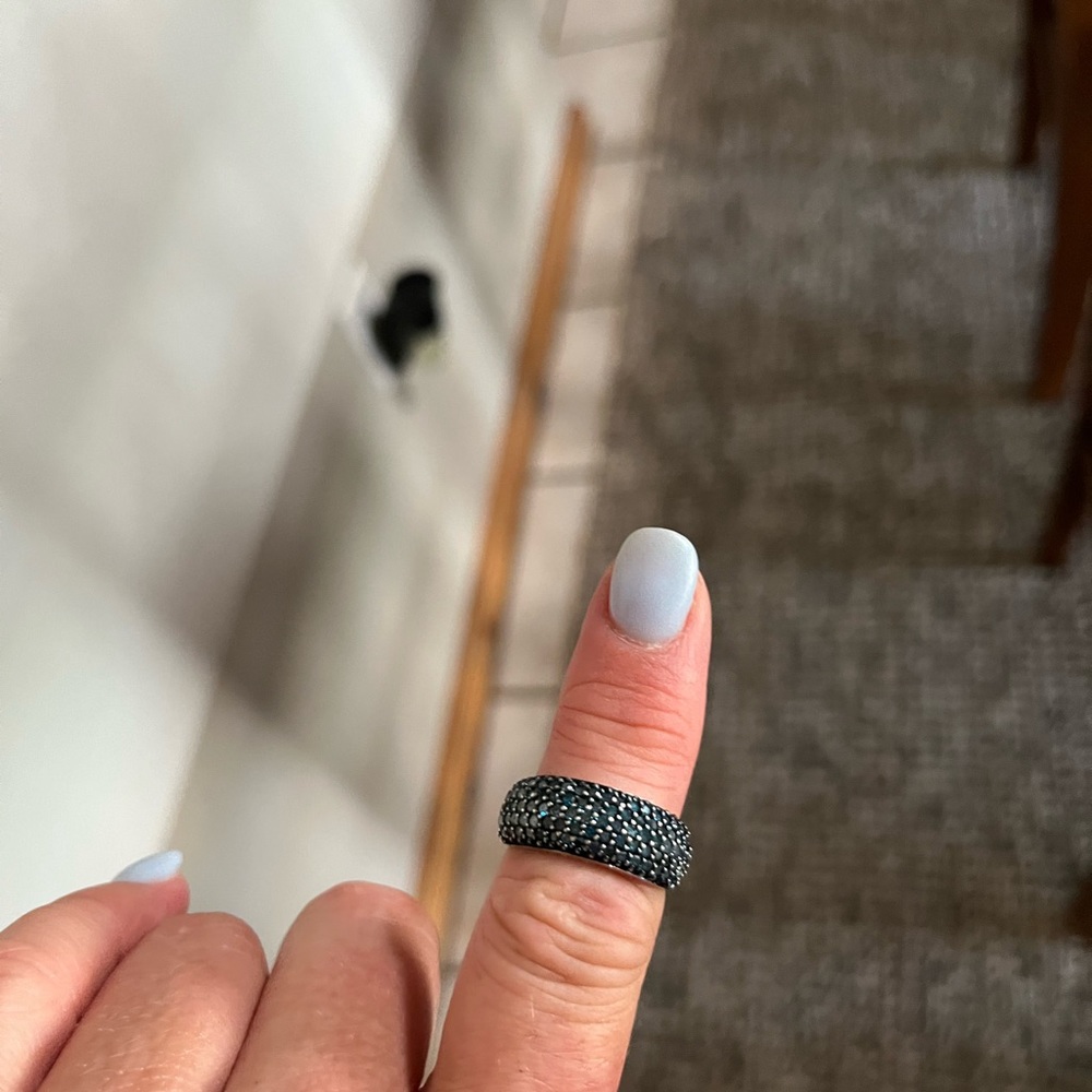 Blue diamond band/925  (1 cttw diamonds).